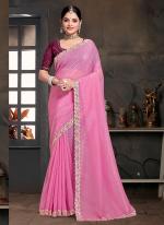 Currency Silk Pink Wedding Wear Embroidery Work Saree